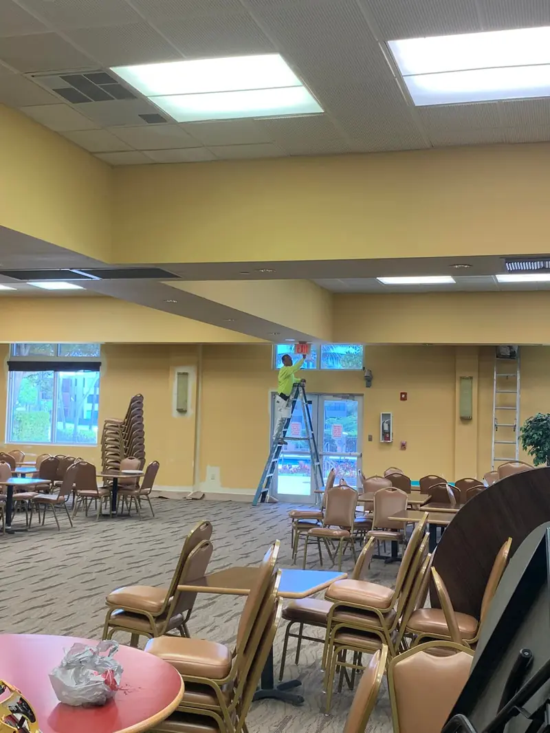 Commercial dining room interior repaint in progress